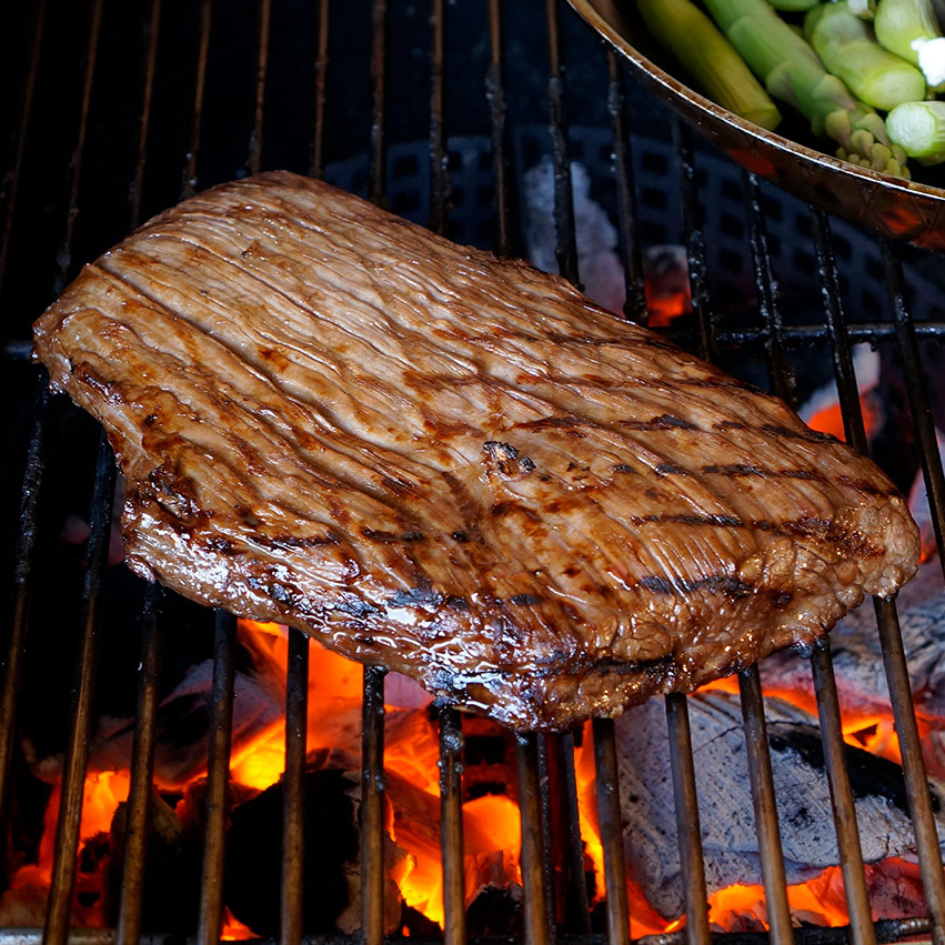 Flanksteak Teriyaki mit grünem Spargel